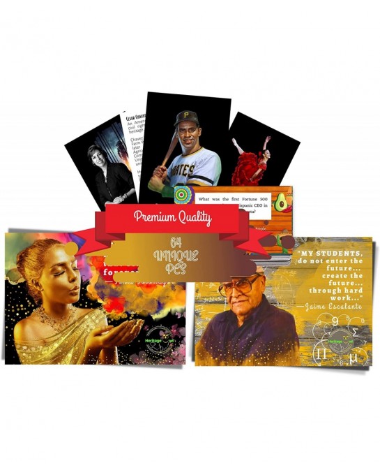 64-PCS Hispanic Heritage Month Educational Flashcards Trivia Quiz Cards & Inspirational Posters | Digital Cards for Virtual L...