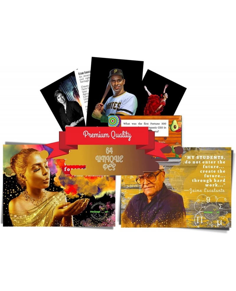 64-PCS Hispanic Heritage Month Educational Flashcards Trivia Quiz Cards & Inspirational Posters | Digital Cards for Virtual L...