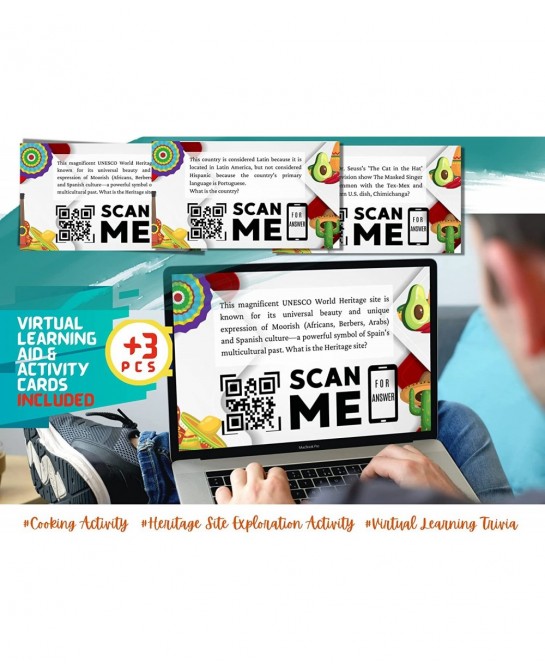 64-PCS Hispanic Heritage Month Educational Flashcards Trivia Quiz Cards & Inspirational Posters | Digital Cards for Virtual L...