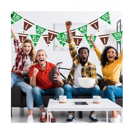 Football Party Supplies Football Paper Pennant Bunting American Football Theme Triangle Flags Banner for Birthday Party Decor...
