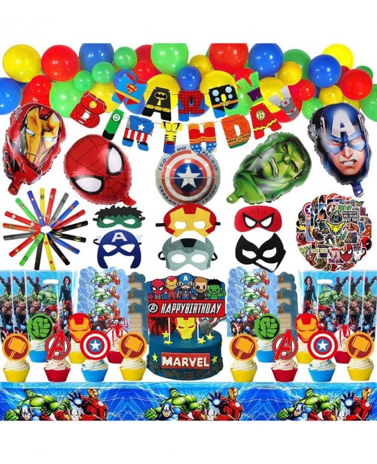 165Pcs Birthday Party Supplies - Party Decoration for 10 Kids Slap Bracelet Masks Foil Balloons Stickers Invitation Cards Bal...