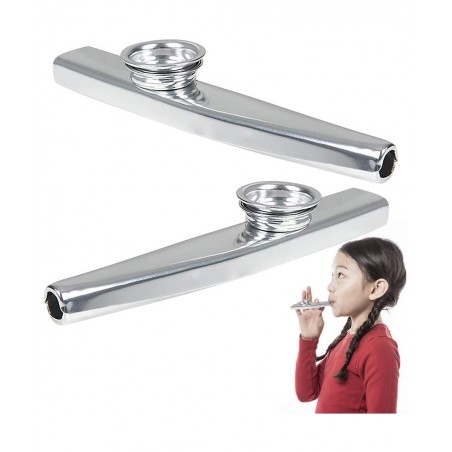 4.75 Inch Metal Kazoo - Set of 3 - Fun Humming Musical Instrument for Kids and Adults - Durable Music Toys - Cool Birthday Fa...