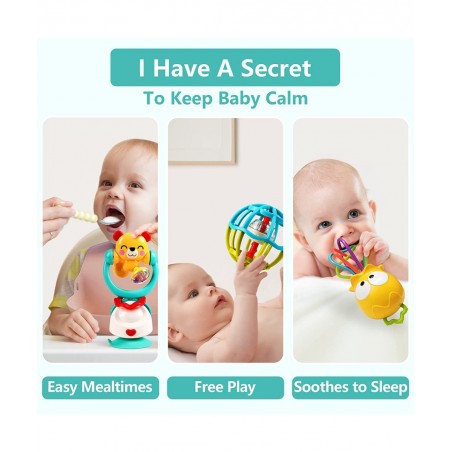 Baby Suction Cup High Chair Toys Infant Grab Spin Rattle Set Toddlers Table Tray Toy Sensory Development Ball Christmas Birth...