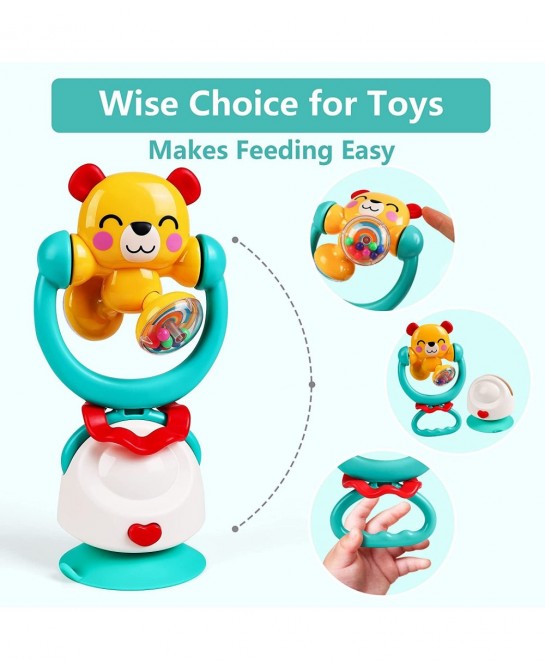 Baby Suction Cup High Chair Toys Infant Grab Spin Rattle Set Toddlers Table Tray Toy Sensory Development Ball Christmas Birth...