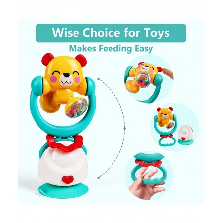 Baby Suction Cup High Chair Toys Infant Grab Spin Rattle Set Toddlers Table Tray Toy Sensory Development Ball Christmas Birth...