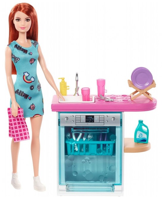 Indoor Furniture Playset Kitchen Dishwasher with Working Door and Pull-Out Tray Plus Dishes and Washing Accessories $26.69 Do...