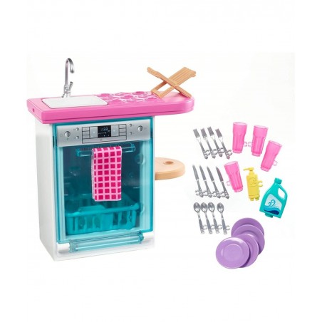 Indoor Furniture Playset Kitchen Dishwasher with Working Door and Pull-Out Tray Plus Dishes and Washing Accessories $26.69 Do...