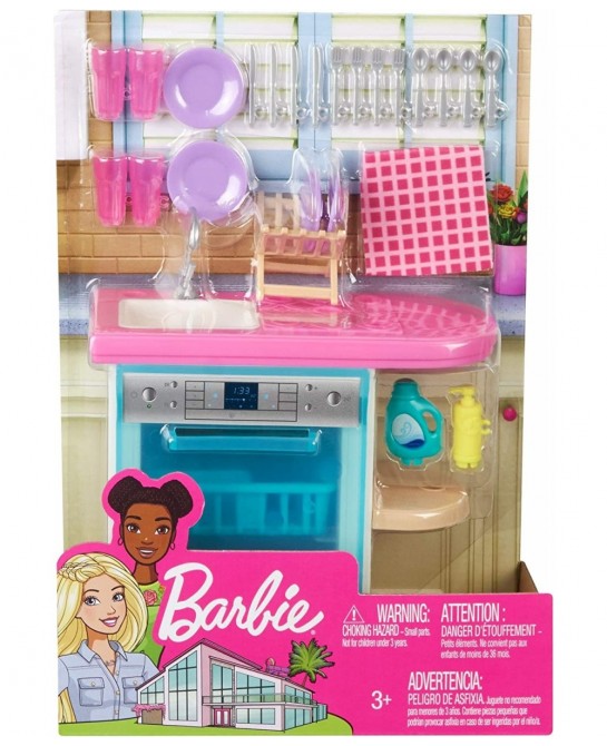 Indoor Furniture Playset Kitchen Dishwasher with Working Door and Pull-Out Tray Plus Dishes and Washing Accessories $26.69 Do...