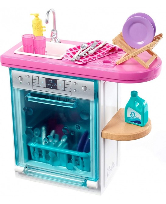 Indoor Furniture Playset Kitchen Dishwasher with Working Door and Pull-Out Tray Plus Dishes and Washing Accessories $26.69 Do...