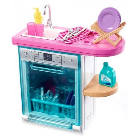 Indoor Furniture Playset Kitchen Dishwasher with Working Door and Pull-Out Tray Plus Dishes and Washing Accessories $26.69 Do...