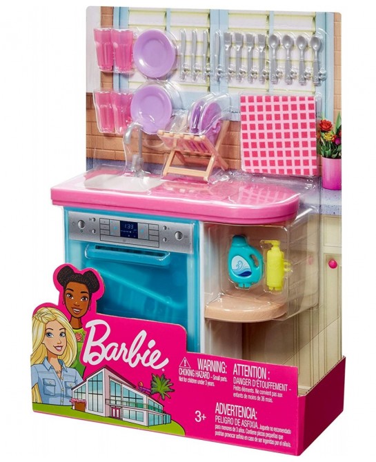 Indoor Furniture Playset Kitchen Dishwasher with Working Door and Pull-Out Tray Plus Dishes and Washing Accessories $26.69 Do...