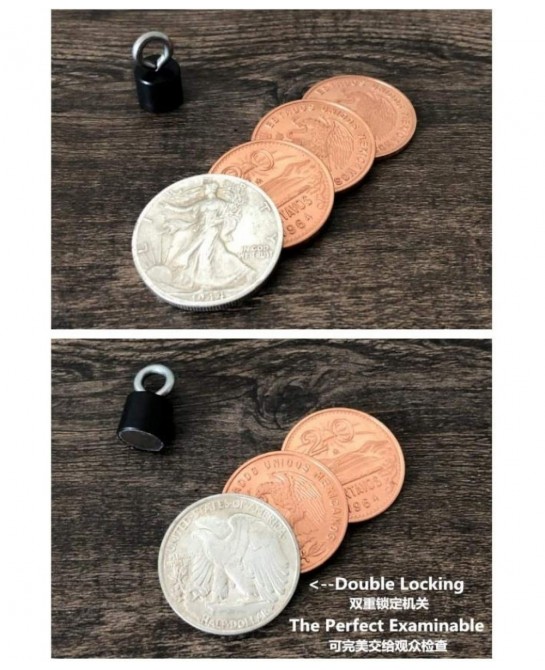 Superior Scotch and Soda (Double Locking Mexican Coin & Walking Liberty Half Dollar) - Magic Tricks Stage Magic Party Magic M...