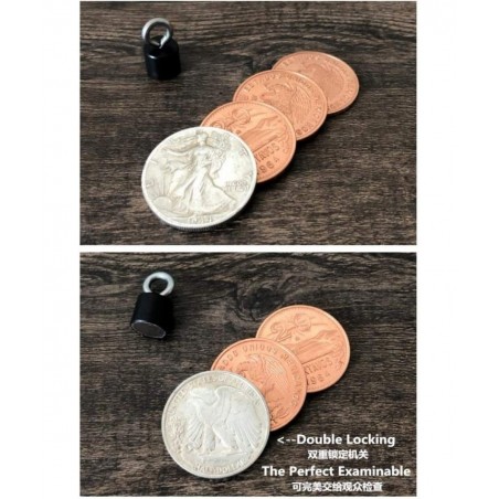 Superior Scotch and Soda (Double Locking Mexican Coin & Walking Liberty Half Dollar) - Magic Tricks Stage Magic Party Magic M...