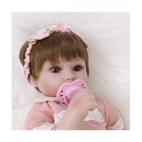 Reborn Baby Doll Realistic Silicone Vinyl Cute Headband Baby 16 inch Weighted Soft Body Lifelike Doll Gift Set for Ages 3+(Cu...