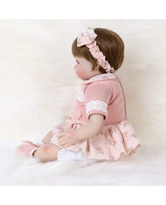 Reborn Baby Doll Realistic Silicone Vinyl Cute Headband Baby 16 inch Weighted Soft Body Lifelike Doll Gift Set for Ages 3+(Cu...