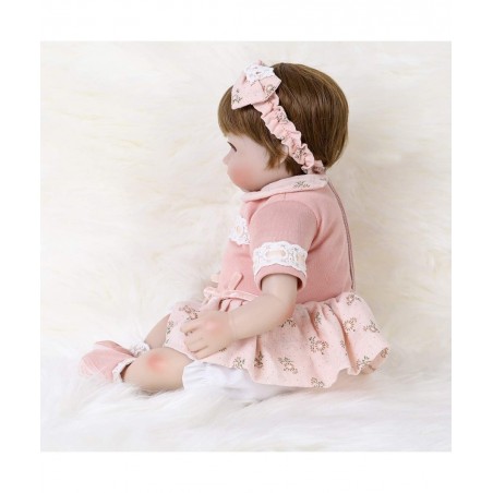 Reborn Baby Doll Realistic Silicone Vinyl Cute Headband Baby 16 inch Weighted Soft Body Lifelike Doll Gift Set for Ages 3+(Cu...