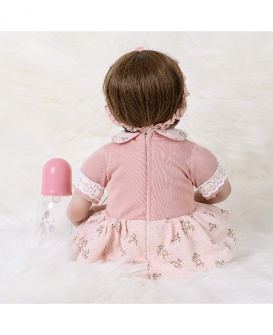 Reborn Baby Doll Realistic Silicone Vinyl Cute Headband Baby 16 inch Weighted Soft Body Lifelike Doll Gift Set for Ages 3+(Cu...