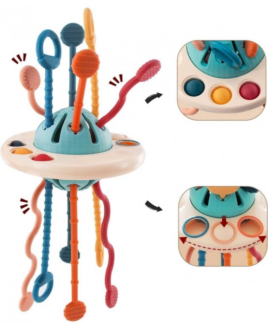 Montessori Toys for 18M+ Food Grade Silicone Pull String Activity Toy Sensory Toys for Toddlers Travel Toys for Babies Baby T...