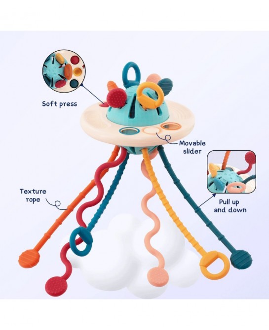 Montessori Toys for 18M+ Food Grade Silicone Pull String Activity Toy Sensory Toys for Toddlers Travel Toys for Babies Baby T...