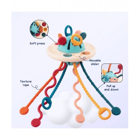 Montessori Toys for 18M+ Food Grade Silicone Pull String Activity Toy Sensory Toys for Toddlers Travel Toys for Babies Baby T...