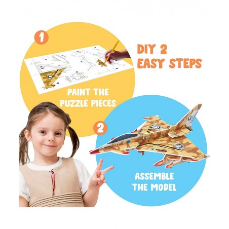 3D Coloring Puzzle Set - Arts and Crafts Set with 10 Cool Models 36 Coloring Pens - Fun & Educational Learning Activity Kit f...
