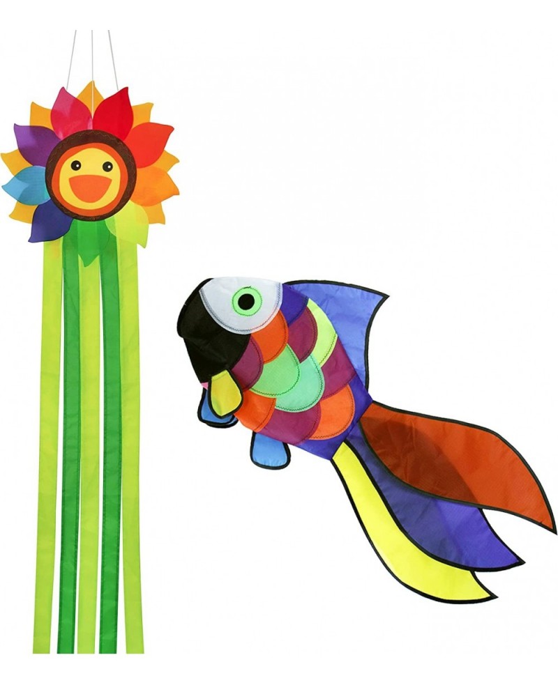 42-inch Smiling Sunflower Rainbow Windsock + 32-inch Rainbow Fish Windsock $42.98 Kites & Wind Spinners