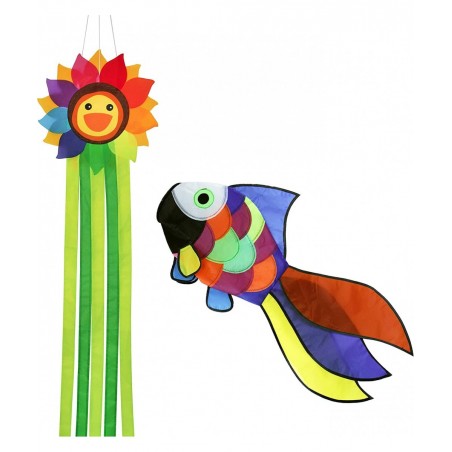 42-inch Smiling Sunflower Rainbow Windsock + 32-inch Rainbow Fish Windsock $42.98 Kites & Wind Spinners