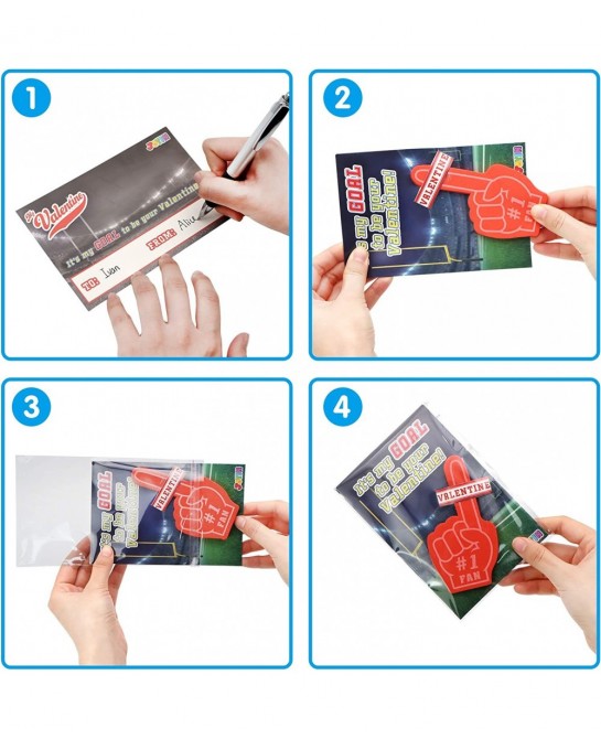 28 Pcs Valentines Day Cards with Foam Fingers for Kids Valentine Party Favor Valentine’s Greeting Cards Valentine's Classroom...