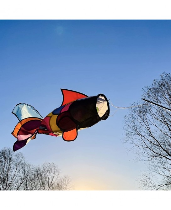 42-inch Smiling Sunflower Rainbow Windsock + 32-inch Rainbow Fish Windsock $42.98 Kites & Wind Spinners
