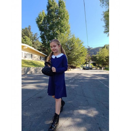 Girls Long Sleeve Vintage Peter Pan Collar T-Shirt Dress Age 4-13 Years $40.24 Kids' Costumes