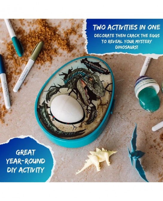 The DinoMazing Dinosaur Egg and Easter Egg Decorator Kit - Egg Decorating Spinner Arts and Crafts Activity - Includes Mystery...
