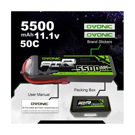 3s Lipo Battery 50C 5500mAh 11.1V Lipo Battery with Dean-Style T Connector for RC Airplane Helicopter Quadcopter RC Car Truck...