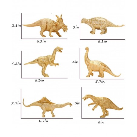 Metallic Gold Plastic Dinosaurs Figurine Toys 12PCS Jumbo Golden Dinosaur Figures for Boys Girls Baby Shower Bridal Shower De...