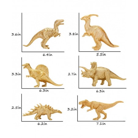 Metallic Gold Plastic Dinosaurs Figurine Toys 12PCS Jumbo Golden Dinosaur Figures for Boys Girls Baby Shower Bridal Shower De...
