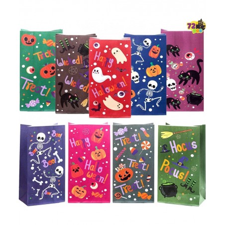 72 pcs Halloween Paper Candy Bags 9 Design in Trick or Treat Bags for Halloween Event Party Favor Supplies Halloween Snacks B...