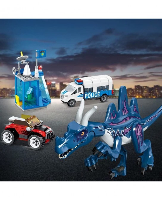 Jurassic Dinosaur Variants Velociraptor & Mutant Dinosaurs Animal World Attack City Police Station Building Sets Advent Calen...