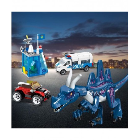 Jurassic Dinosaur Variants Velociraptor & Mutant Dinosaurs Animal World Attack City Police Station Building Sets Advent Calen...