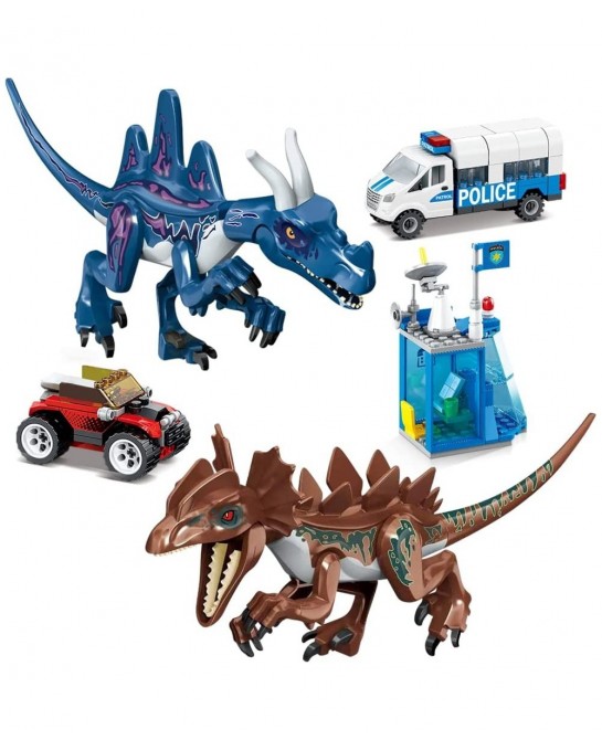 Jurassic Dinosaur Variants Velociraptor & Mutant Dinosaurs Animal World Attack City Police Station Building Sets Advent Calen...