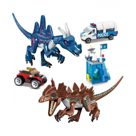 Jurassic Dinosaur Variants Velociraptor & Mutant Dinosaurs Animal World Attack City Police Station Building Sets Advent Calen...