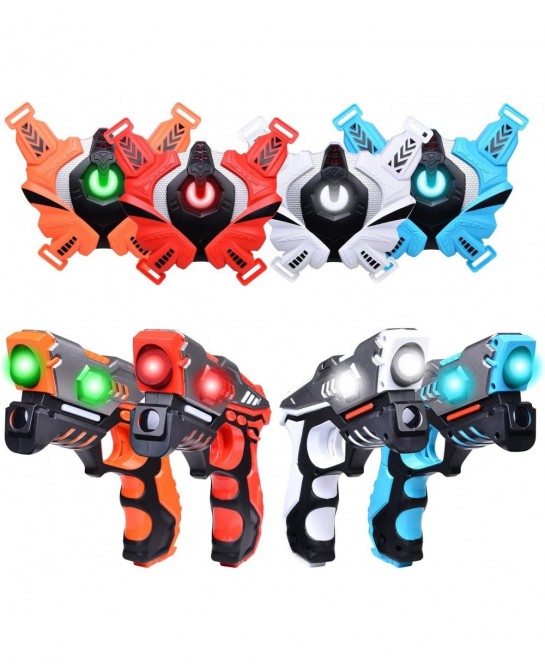 Laser Tag Guns Upgraded Version Ⅱ Infrared Laser Tag Guns with Vests 4 Pack for Kids Adults Indoor Outdoor Group Activity Bat...