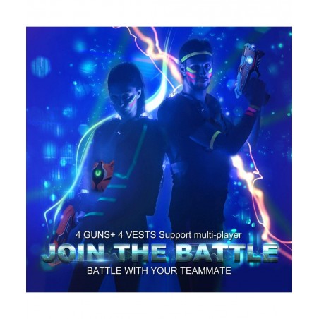 Laser Tag Guns Upgraded Version Ⅱ Infrared Laser Tag Guns with Vests 4 Pack for Kids Adults Indoor Outdoor Group Activity Bat...