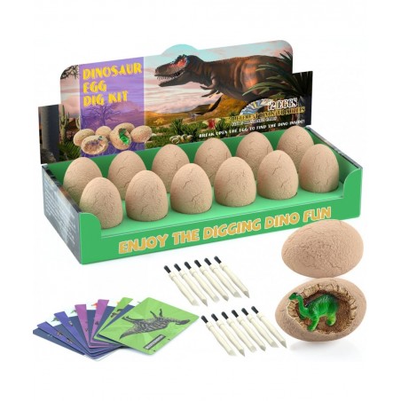 Dinosaur Eggs Excavation Dig Kit - Dinosaur Toys for Kids - Break Open 12 Dinosaur Eggs and Discover 12 Cute Dinosaurs - Arch...
