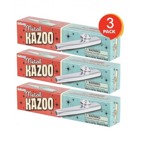 4.75 Inch Metal Kazoo - Set of 3 - Fun Humming Musical Instrument for Kids and Adults - Durable Music Toys - Cool Birthday Fa...