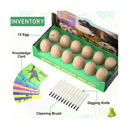 Dinosaur Eggs Excavation Dig Kit - Dinosaur Toys for Kids - Break Open 12 Dinosaur Eggs and Discover 12 Cute Dinosaurs - Arch...