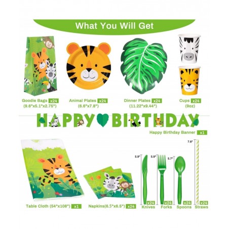 Jungle Theme Party Supplies Serve 24 with 2 More Tablecloths $54.39 Kids' Party Tableware