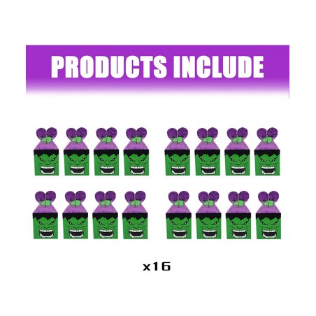 16Pcs Hulk Birthday Party Gift Boxes Kids Party Favors Give Aways Decoration for Superhero Hulk Themed Birthday Party Supplie...