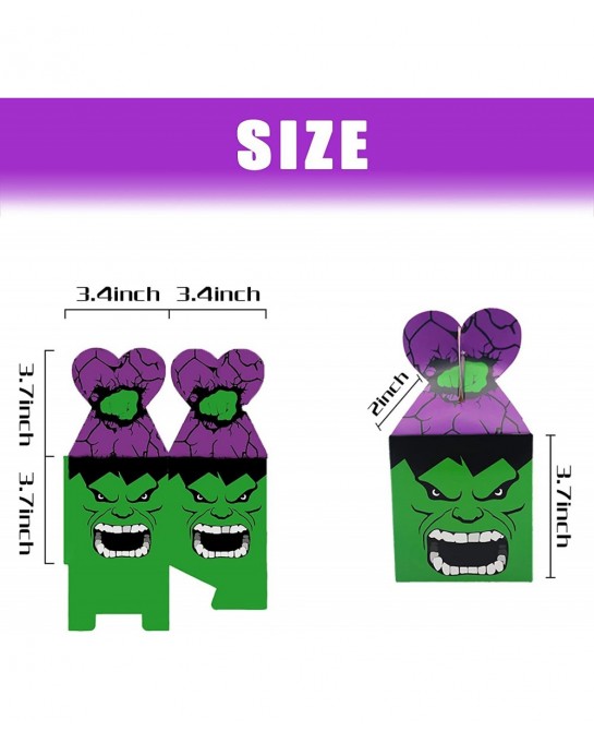 16Pcs Hulk Birthday Party Gift Boxes Kids Party Favors Give Aways Decoration for Superhero Hulk Themed Birthday Party Supplie...