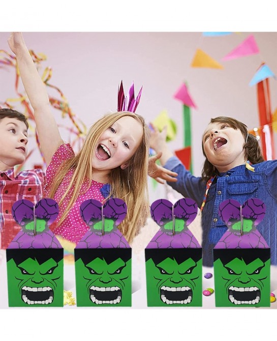 16Pcs Hulk Birthday Party Gift Boxes Kids Party Favors Give Aways Decoration for Superhero Hulk Themed Birthday Party Supplie...