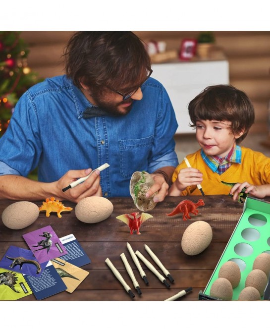 Dinosaur Eggs Excavation Dig Kit - Dinosaur Toys for Kids - Break Open 12 Dinosaur Eggs and Discover 12 Cute Dinosaurs - Arch...