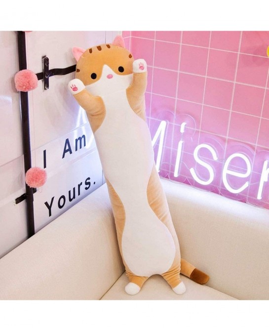 Cute Long Cat Plush Pillow 19.7 inch Soft Stuffed Kitten Pillow Doll Toy (Brown) $27.46 Kids' Plush Toy Pillows